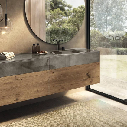 Lavabo integrato in vetro 36e8 di Lago