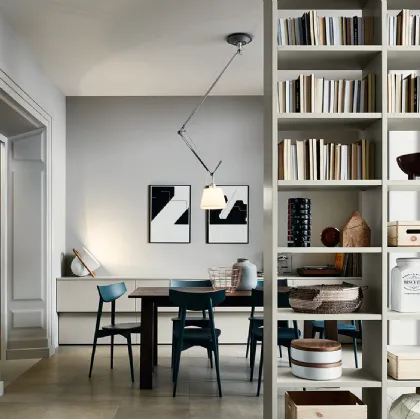 Libreria divisoria Living 01 in laccato opaco Silk Grigio Tortora di Veneta Cucine