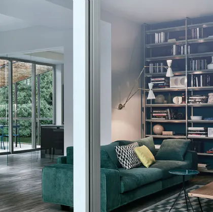 Libreria a muro Tribeca 02 finitura acciaio Grigio Bistro di Veneta Cucine