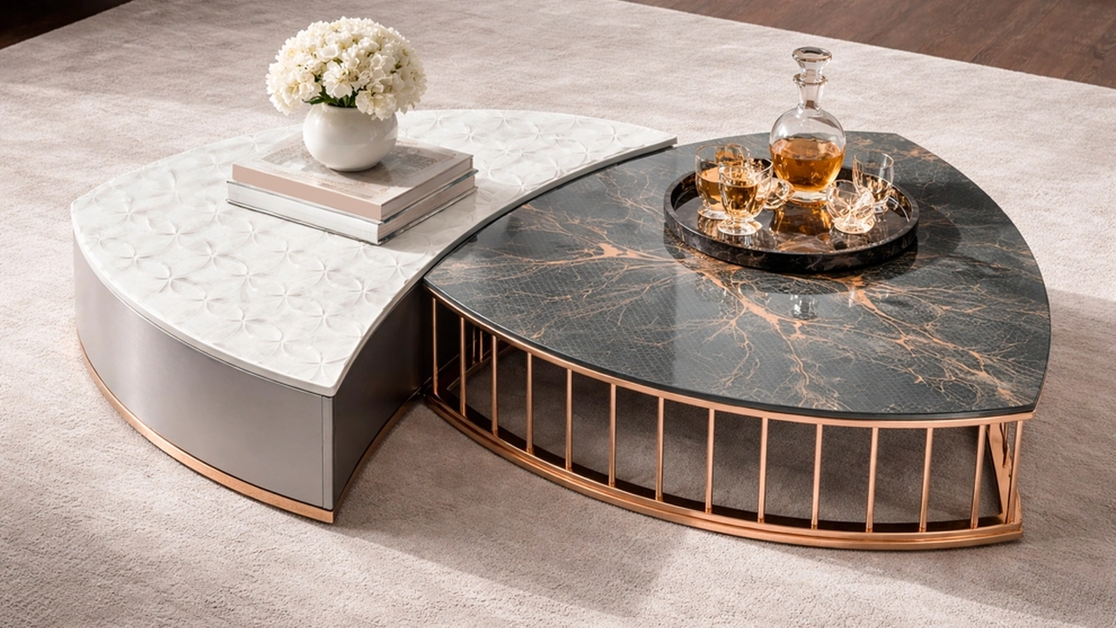 Tavolino di design Slice Marble di Migliorino
