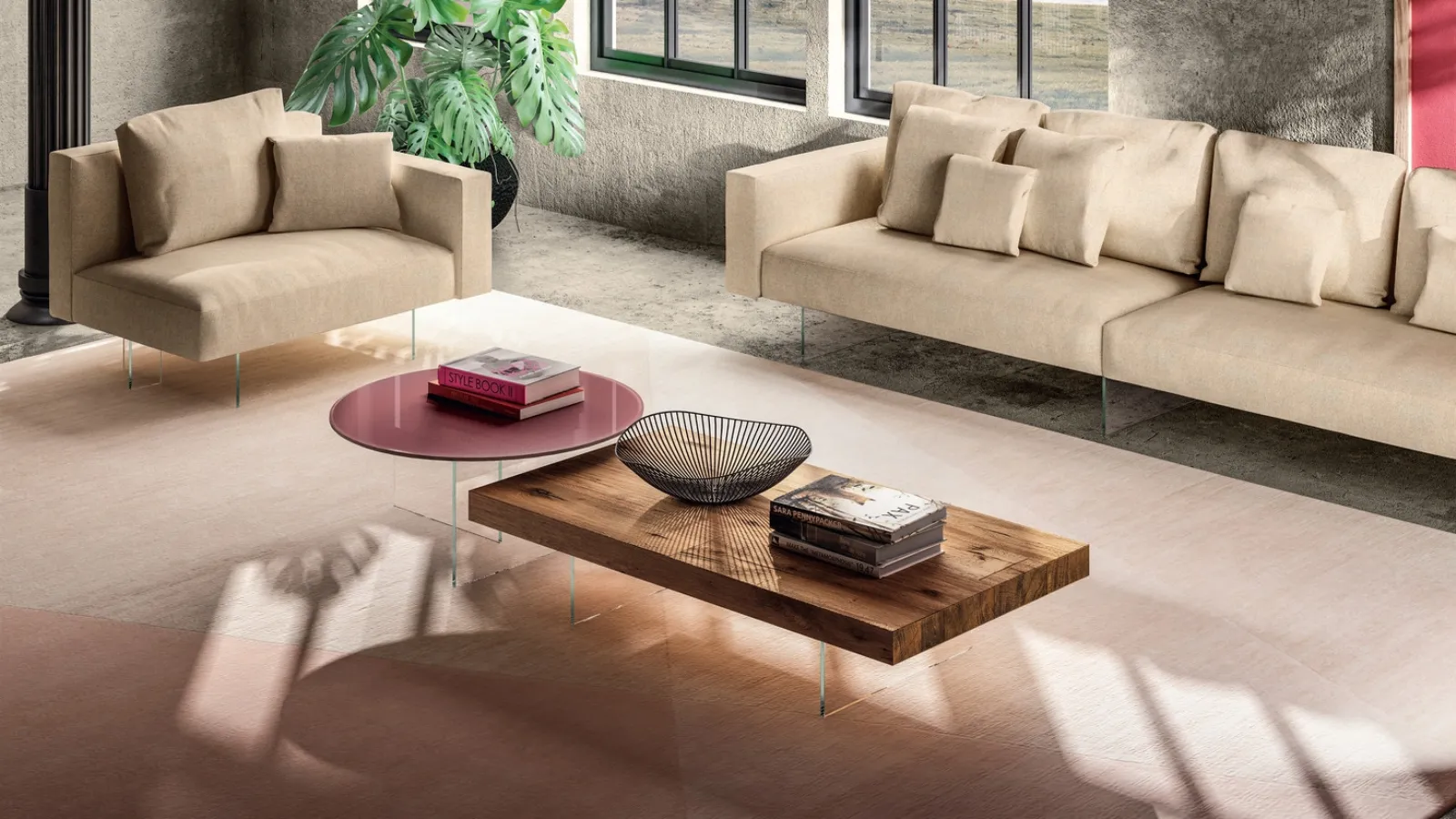 Tavolino Air rettangolare in legno di Rovere di Lago