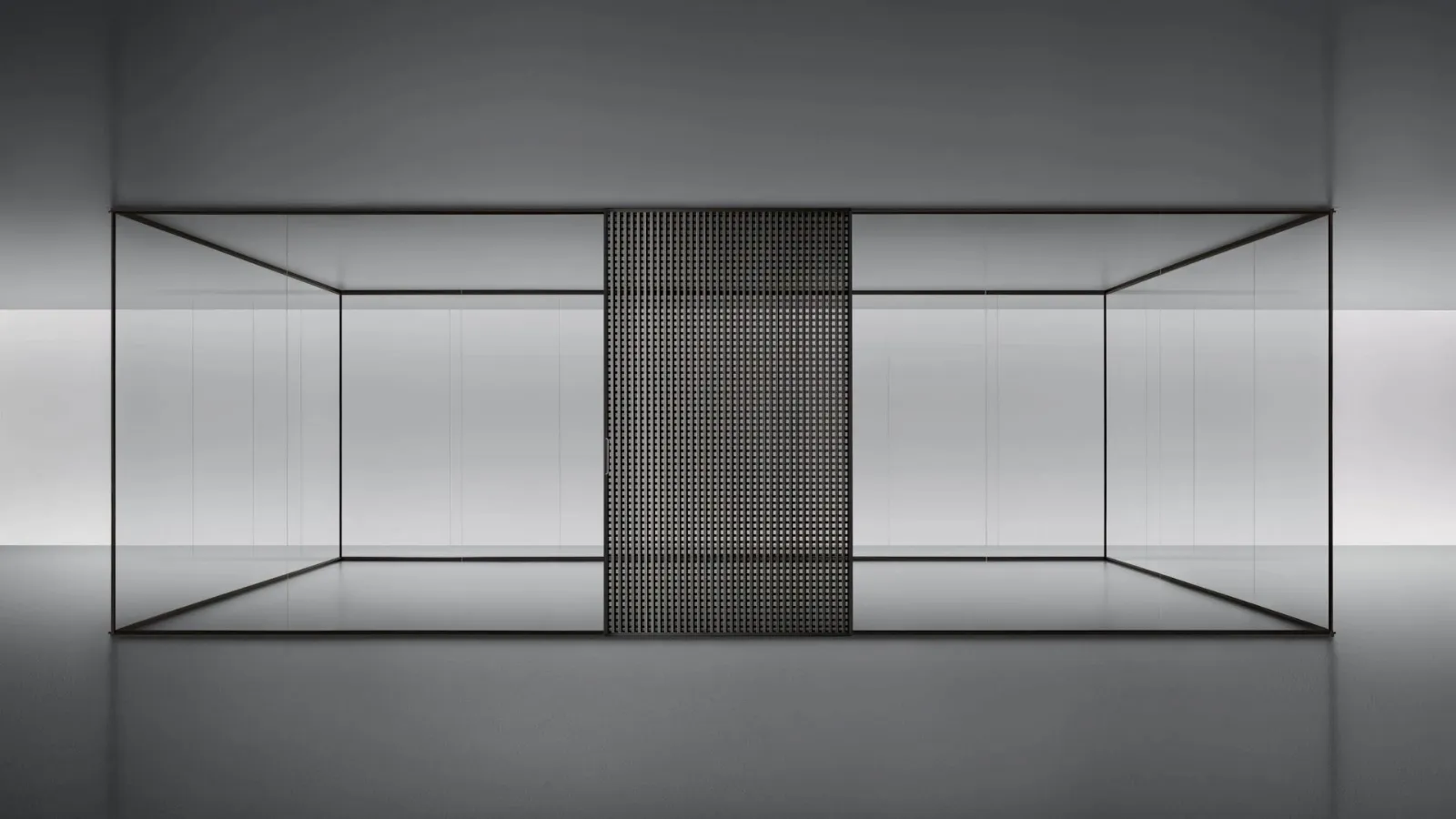 Porta per interni scorrevole Daimon + sistema Spazio in vetro grigio e alluminio Brown di Rimadesio