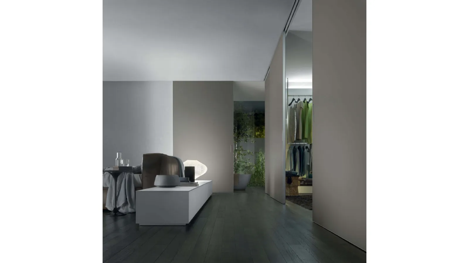 Porta per interni scorrevole Graphis Light in vetro Grigio Ombra opaco di Rimadesio