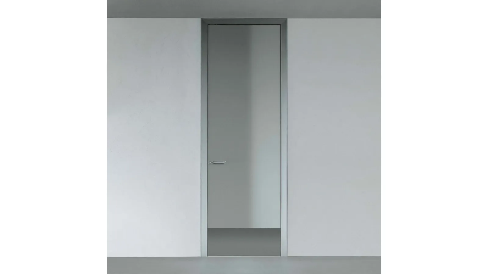 Porta per interni Link in vetro grigio cenere con telaio in alluminio di Rimadesio
