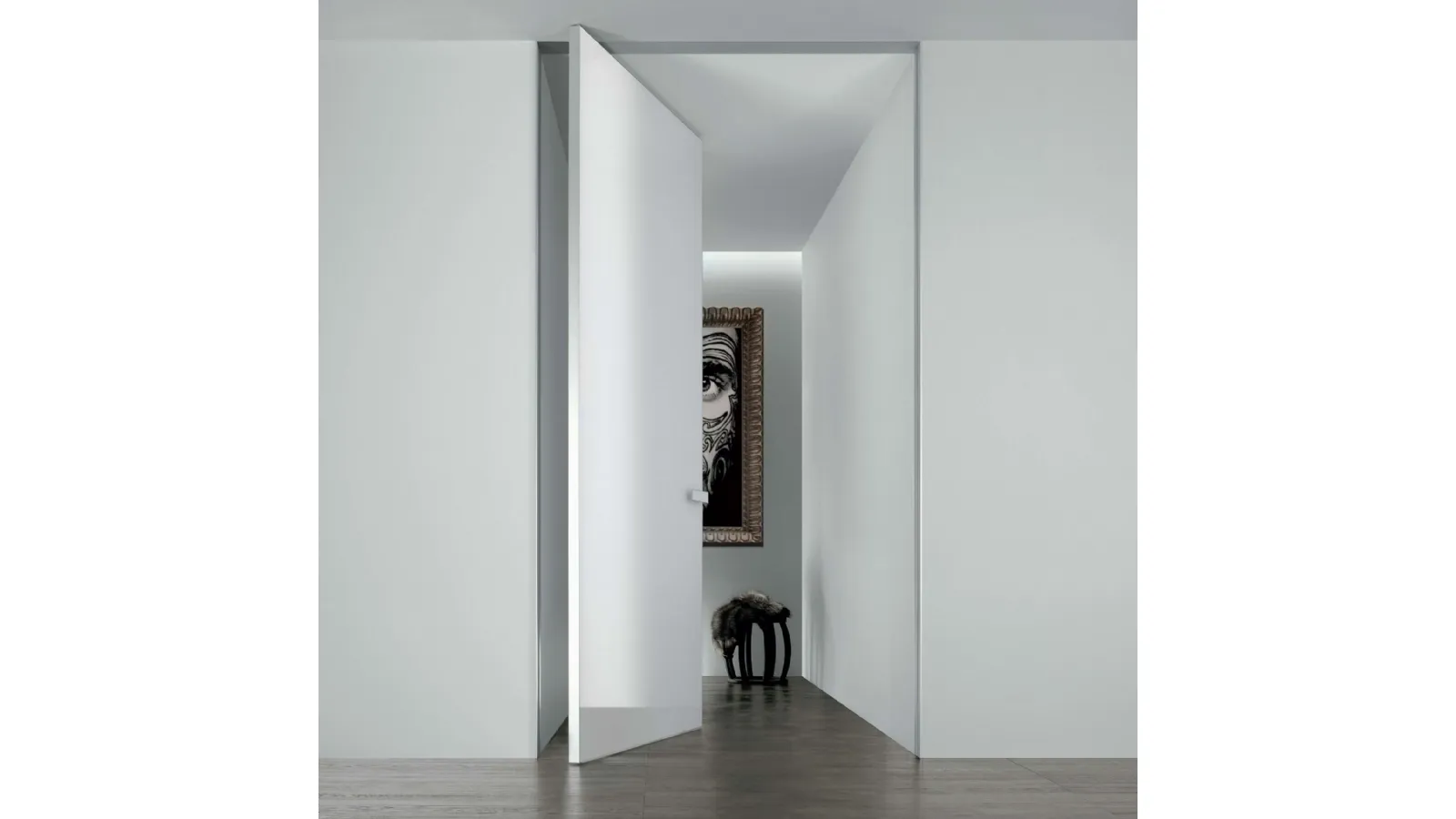 Porta per interni Aura in Vetro Bianco Latte lucido con chiusura magnetica di Rimadesio