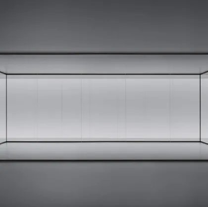 Porta per interni scorrevole Stripe + sistema Spazio in vetro grigio e alluminio Brown di Rimadesio