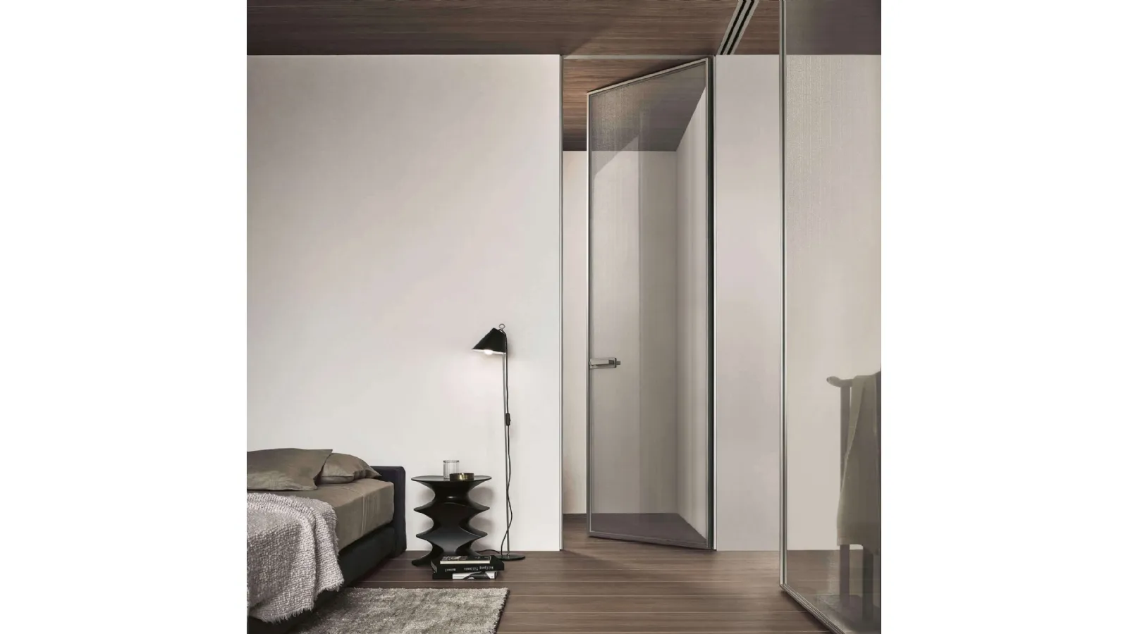 Porta a battente per interni Zen in Vetro rete alluminio di Rimadesio