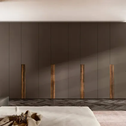 Armadio Key in laccato opaco con inserto Wood XGlass Ebano con ante battenti di Lago