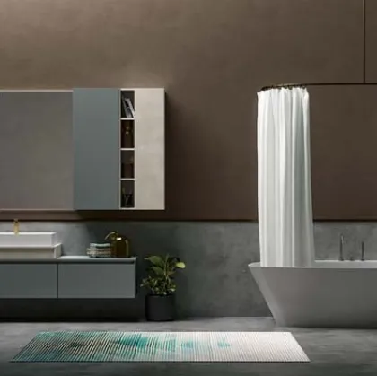 Mobile da Bagno sospeso in laccato carta da zucchero e top in laccato effetto resina 45 01 di Birex