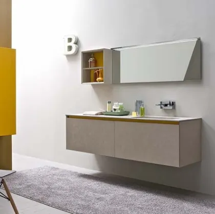 Mobile da Bagno sospeso in melaminico con piano in marmo minerale opaco 45 07 di Birex