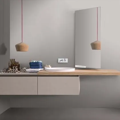Mobile da Bagno sospeso in melaminico con top in rovere 45 10 di Birex