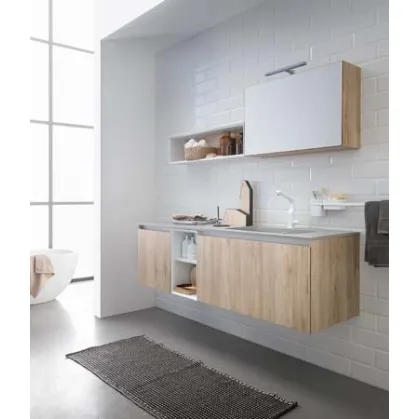 Mobile da Bagno sospeso in melaminico rovere e top in mineral marmo grigio 45 12 di Birex