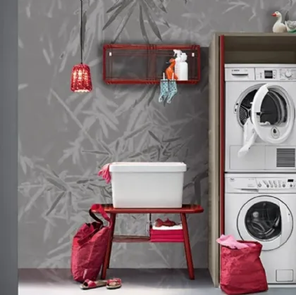 Mobile da Bagno in melaminico e laccato rosso Acqua e Sapone Lavanderia 01 di Birex