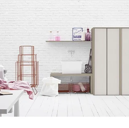 Mobile da Bagno in melaminico e lavabo in ceramica Acqua e Sapone Lavanderia 02 di Birex