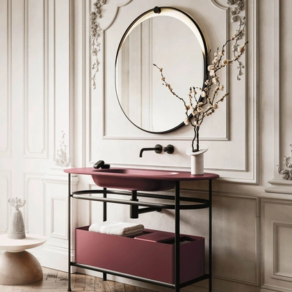 Mobile da Bagno sospeso Almond 02 in laccato opaco di Arbi