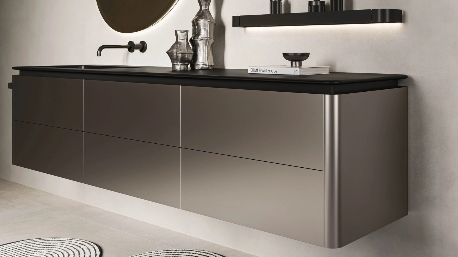 Mobile da Bagno sospeso Almond 09 in laccato Ghisa Metal di Arbi