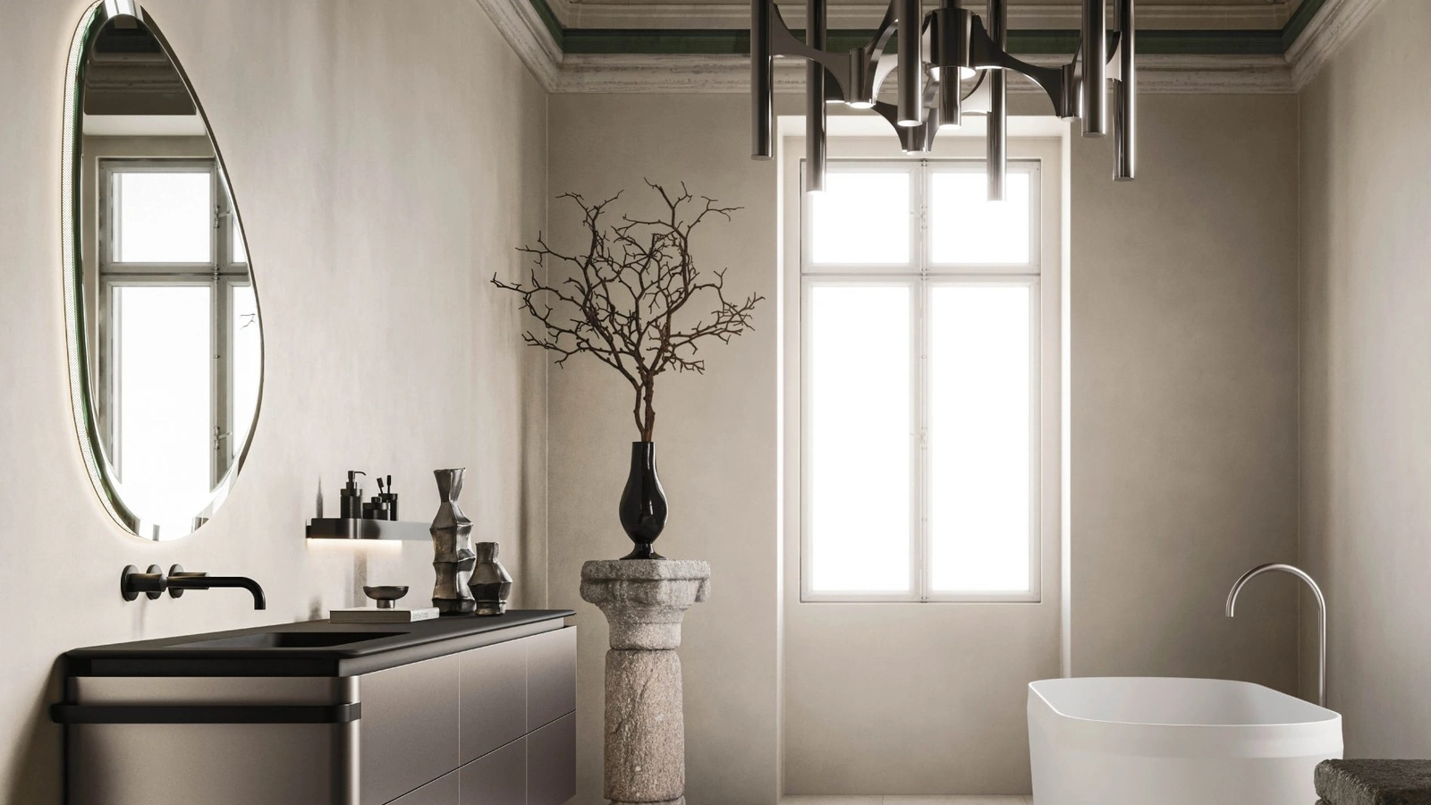 Mobile da Bagno sospeso Almond 09 in laccato Ghisa Metal di Arbi