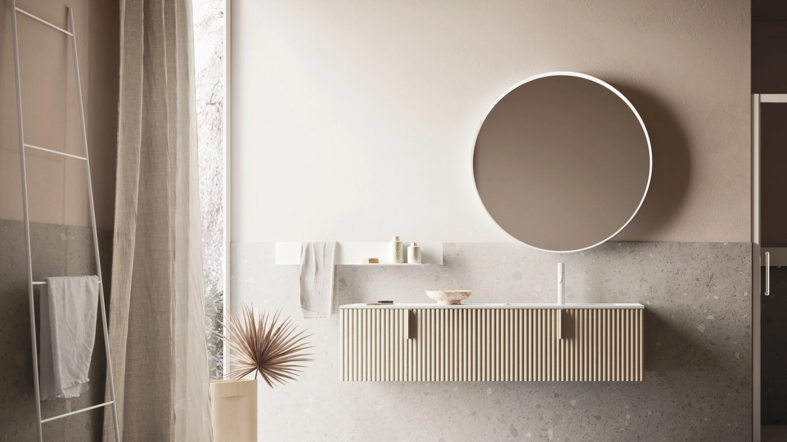 Mobile da Bagno sospeso Code Wave 09 in legno di Arbi