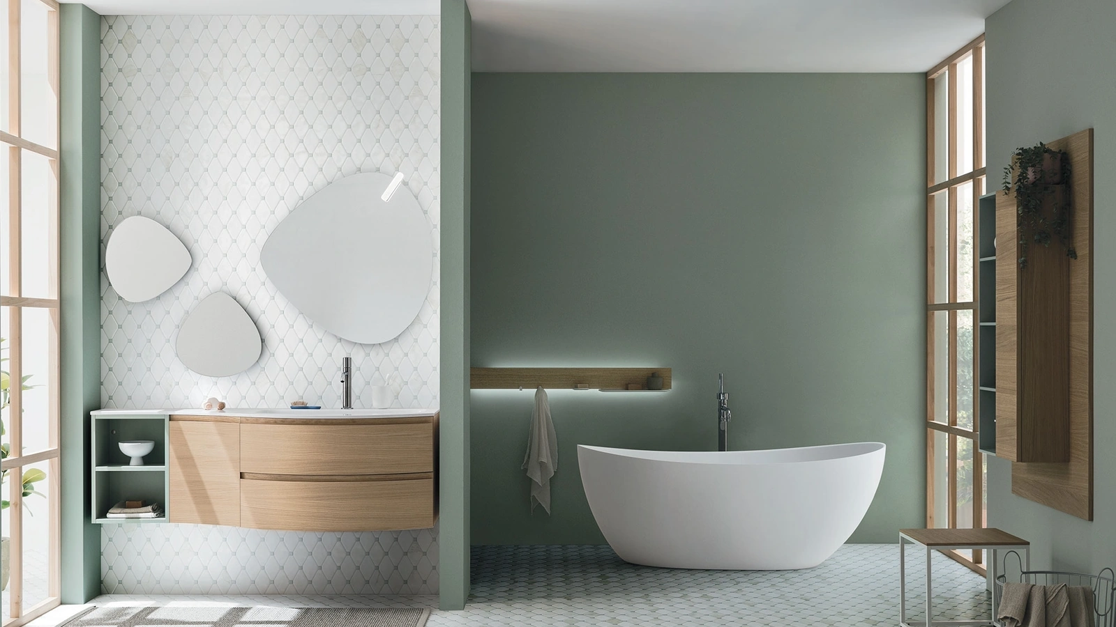 Mobile da Bagno sospeso Fusion 33 in legno di Arbi