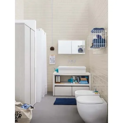 Mobile da Bagno a terra in melaminico e lavabo in ceramica Acqua e Sapone 03 di Birex