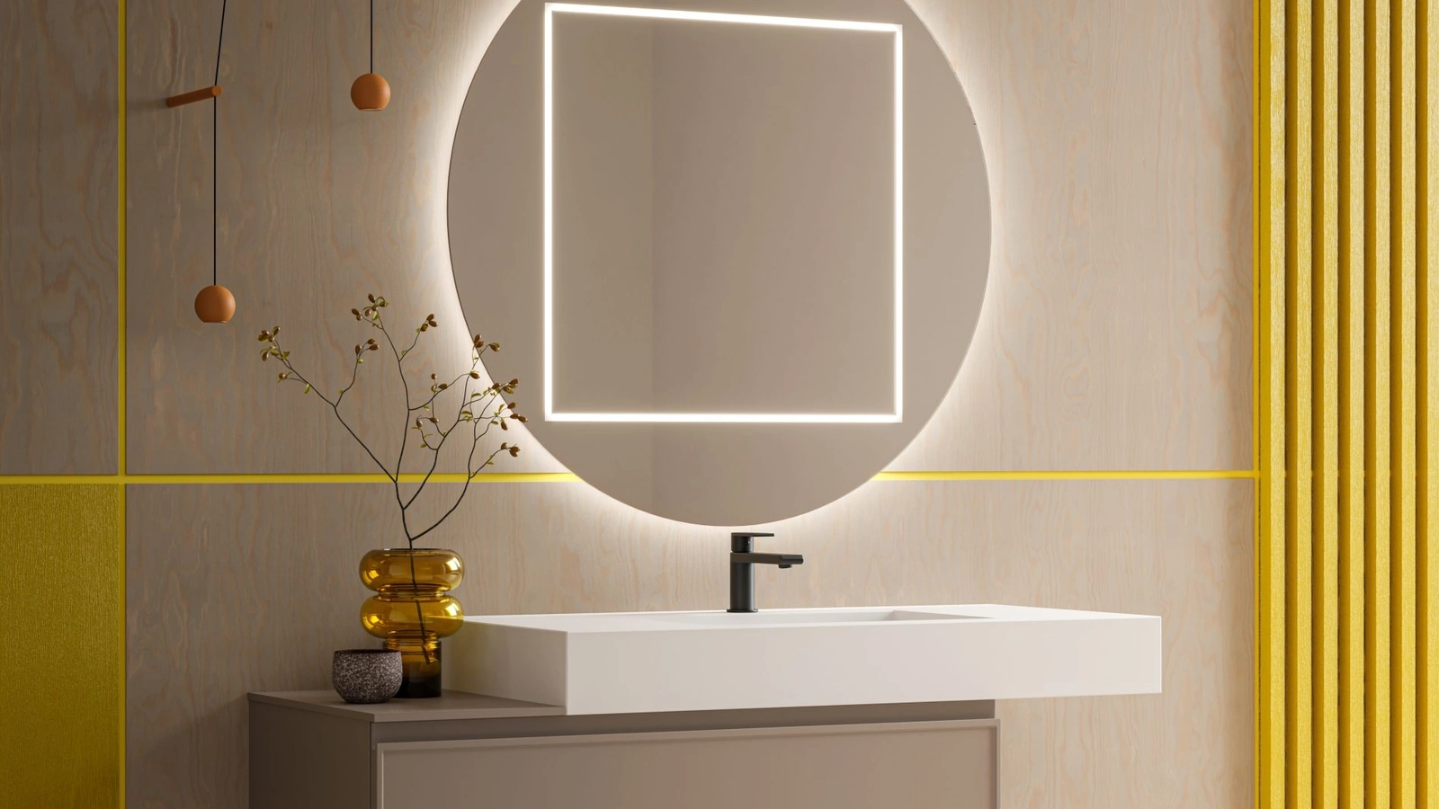 Mobile da Bagno sospeso Decor 03 in laccato opaco di Arbi