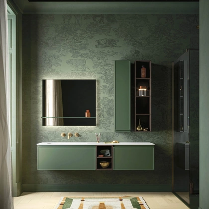 Mobile da Bagno sospeso Decor Green mood in laccato opaco di Arbi