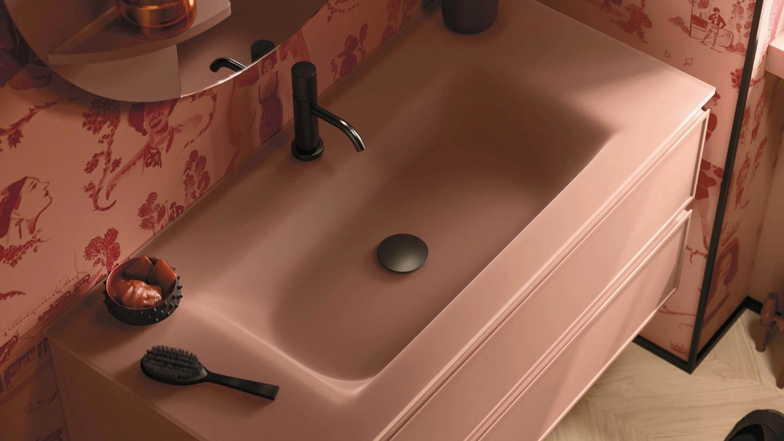 Mobile da Bagno sospeso Decor Pink palette in laccato di Arbi