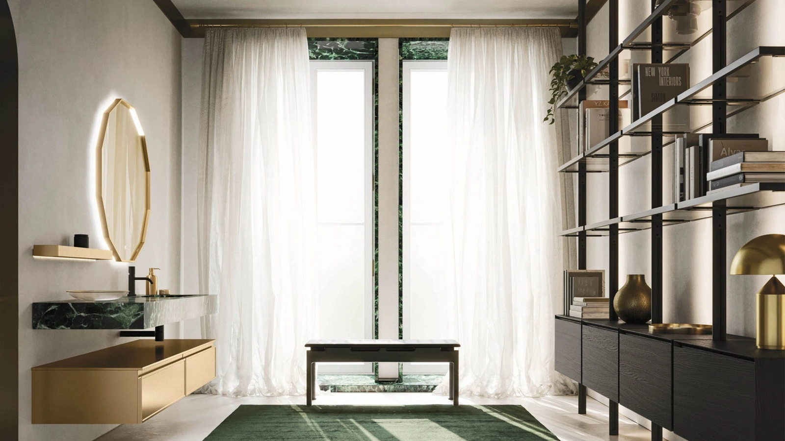 Mobile da Bagno sospeso Decor Precious gold in laccato di Arbi