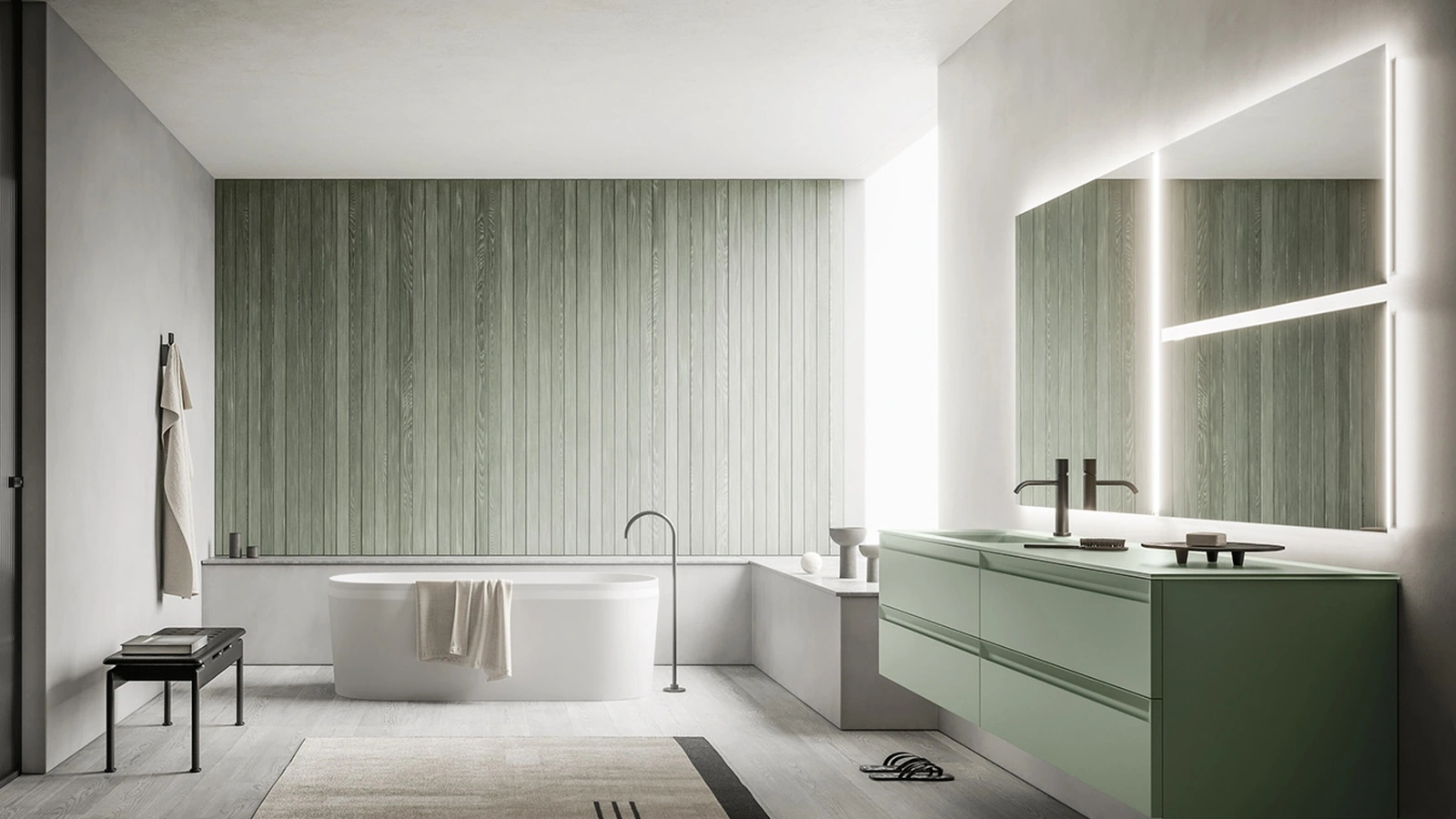 Mobile da Bagno sospeso Fold 01 in laccato di Arbi