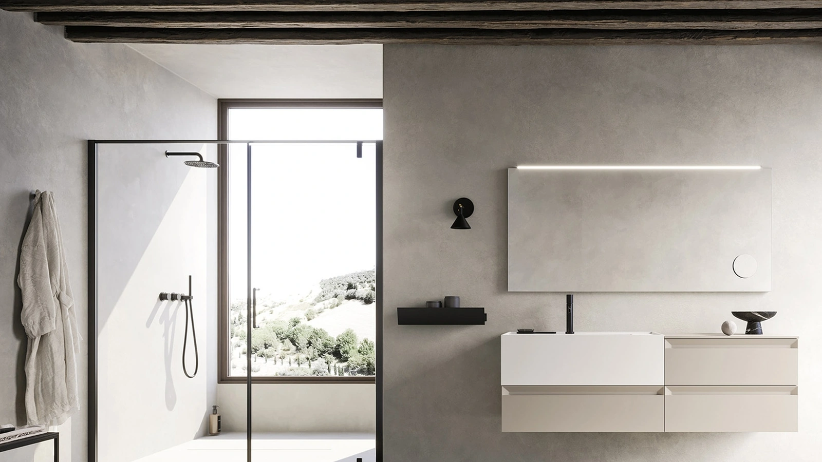 Mobile da Bagno sospeso Fold 04 in laccato di Arbi