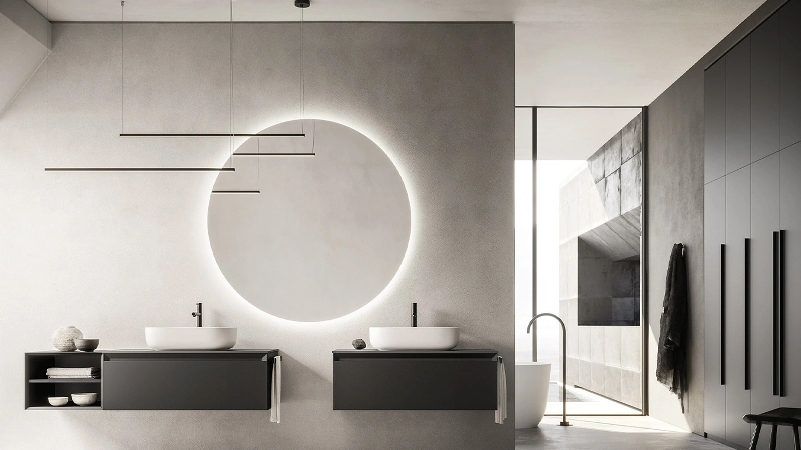 Mobile da Bagno sospeso Fold 05 in laccato opaco di Arbi