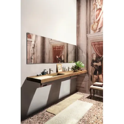 Mobile da Bagno Depth WildWood in Rovere Naturale con lavabo in vetro trasparente di Lago