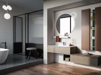 Mobile da bagno sospeso in laccato opaco e melaminico Lapis 03 di Birex