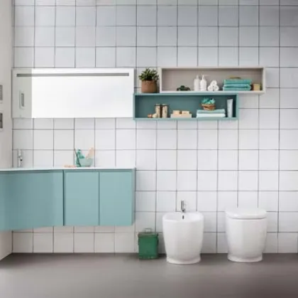 Mobile da bagno sospeso ad angolo in laccato opaco Lapis 07 di Birex