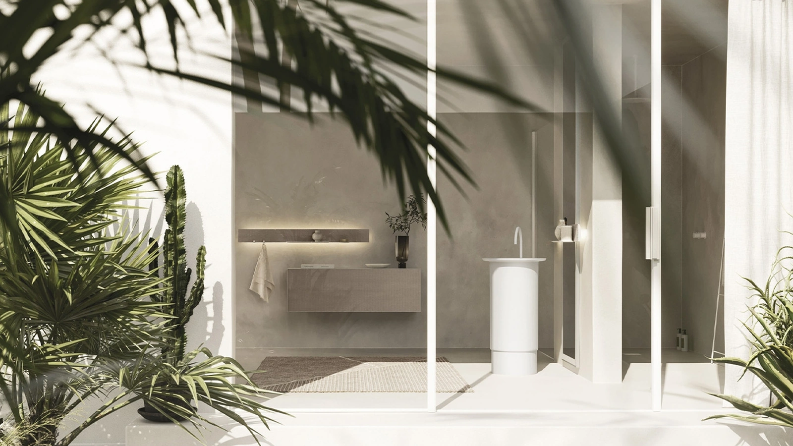 Mobile da Bagno sospeso Luxor 03 in legno di Arbi