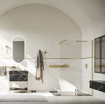 Mobile da Bagno a terra Luxor 08 in quarzo resina millerighe di Arbi