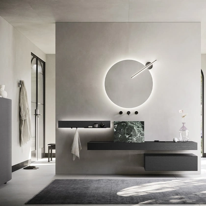 Mobile da Bagno sospeso Luxor 09 in legno e marmo di Arbi