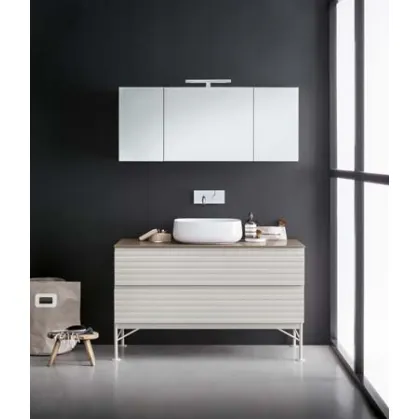 Mobile da Bagno a terra in laccato e metallo con top in marmo Unsui Memento 06 di Birex