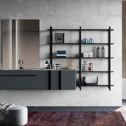 Mobile da Bagno Sidéro 07 in laccato opaco grigio antracite di Birex