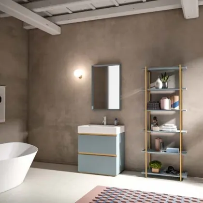 Mobile da Bagno a terra in laccato e alluminio con top in Corian Sidero 11 di Birex
