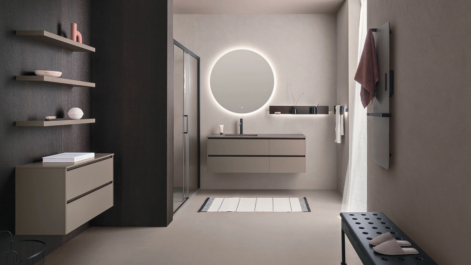 Mobile da Bagno sospeso Sky Gola 03 in laccato di Arbi