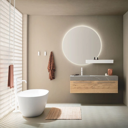 Mobile da Bagno sospeso Sky Pregiati 07 in legno di Arbi