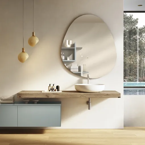 Mobile da Bagno sospeso in vetro con lavabo integrato 36e8 Bathroom 1121 di Lago