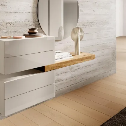 Comò sospeso 36e8 0671 di design in vetro laccato lucido e legno di Lago