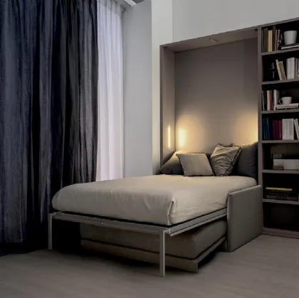 Letto da una piazza e mezza in laccato opaco color tortora Comp 270 di Tumidei
