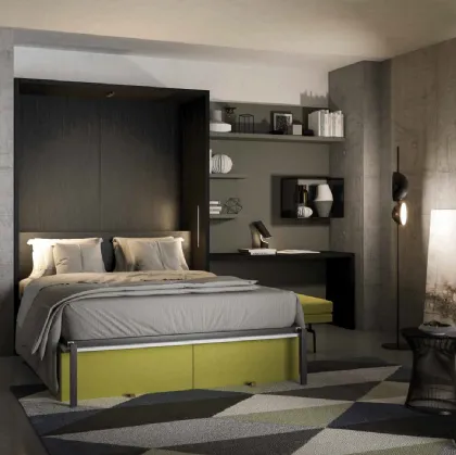 Letto a scomparsa in rovere carbone Comp 250 di Tumidei