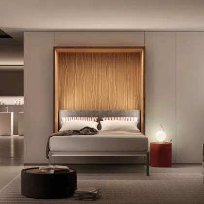 Letto a scomparsa aperto in melaminico e laccato Alcova System Comp 280 di Tumidei