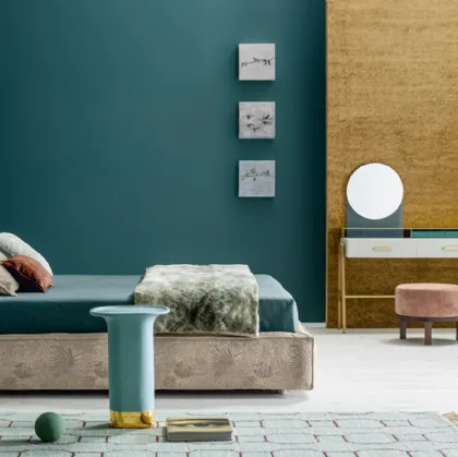 Letto con testiera regolabile in tessuto imbottito Academy Piuma Move di Twils