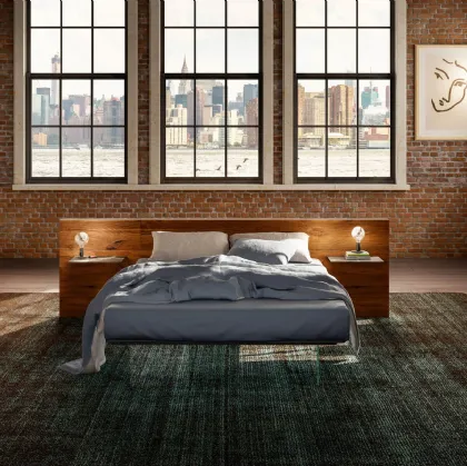 Letto con testiera in legno e base in vetro Air Wildwood di Lago