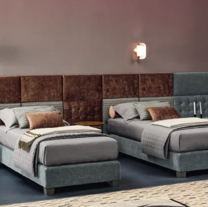 Letto singolo in tessuto trapuntato con sistema Boiserie Marlene di Twils